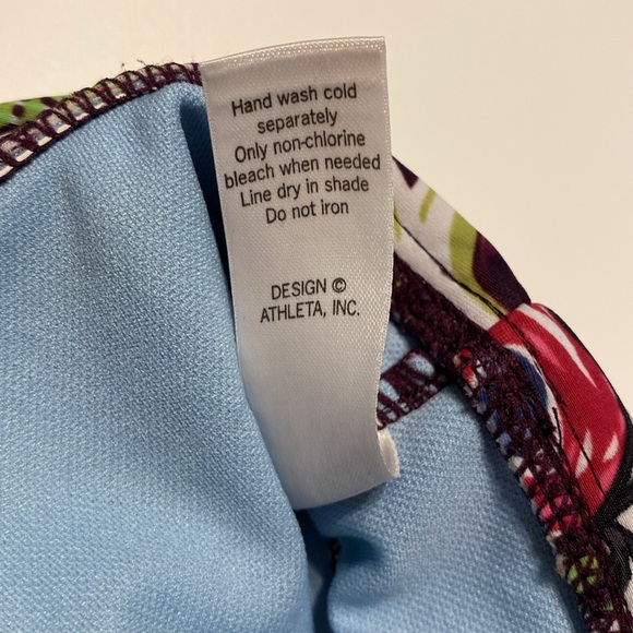 ATHLETA Paisley SWIMSUIT bikini bottoms fold down waist ruched sides size large - Picture 5 of 10